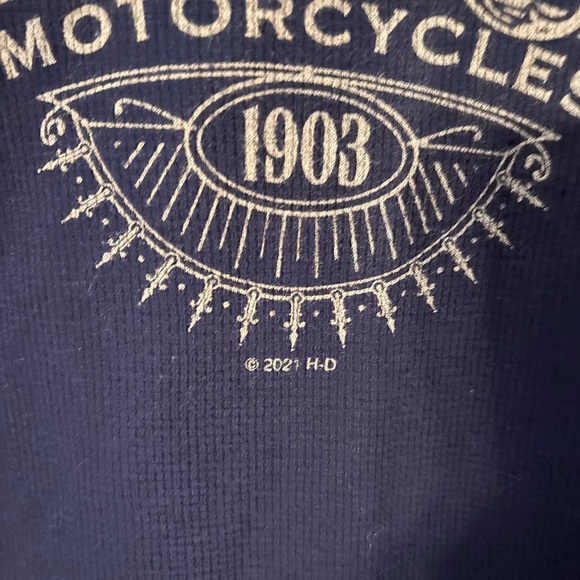Harley-Davidson Navy Long Sleeve Thermal Shirt Women’s L - Picture 5 of 6